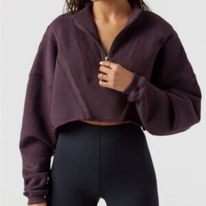 NWT Joah Brown Half Zip Crop Pullover Plum